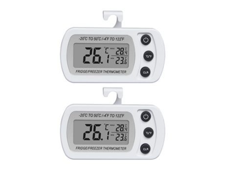 termómetros impermeables para nevera, termómetro digital para congelador, función de registro, pantalla LCD grande, color blanco
