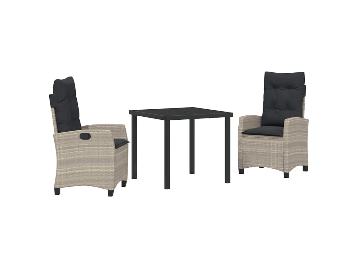 Maison Exclusive - Conjunto De Jantar Para Jardim 3 Pcs Cinzento-claro Vime Pe