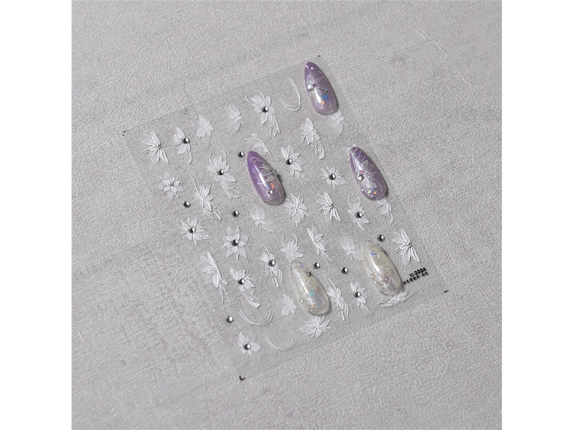Adesivos de Unhas 5d Estilo Japonês, Kit de Acrílico com Película Deslizante para Unhas Faça Você Mesmo MDUG