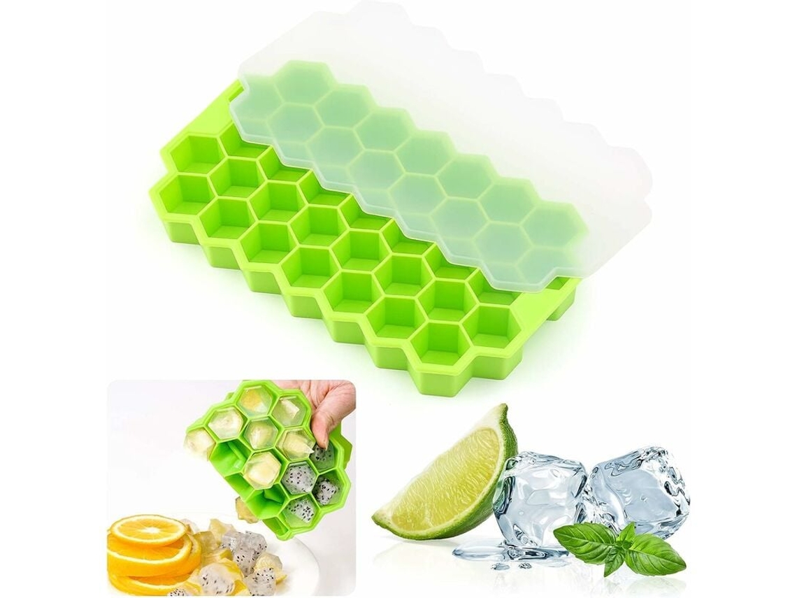 RNEMITERY Máquina para hacer cubitos de hielo con prismas hexagonales, bandejas de hielo con forma de panal, bandejas de silicona sin BPA para bebidas frías con