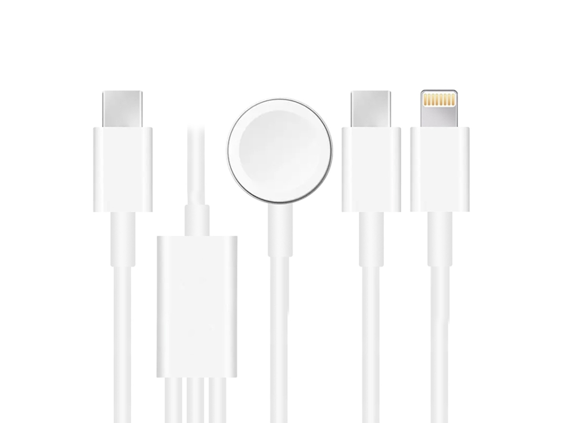 Cabo de Carregamento 3 em 1 Magnético Usb c 1,2 M Halinuia para Apple Watch Carregamento Rápido, Portátil
