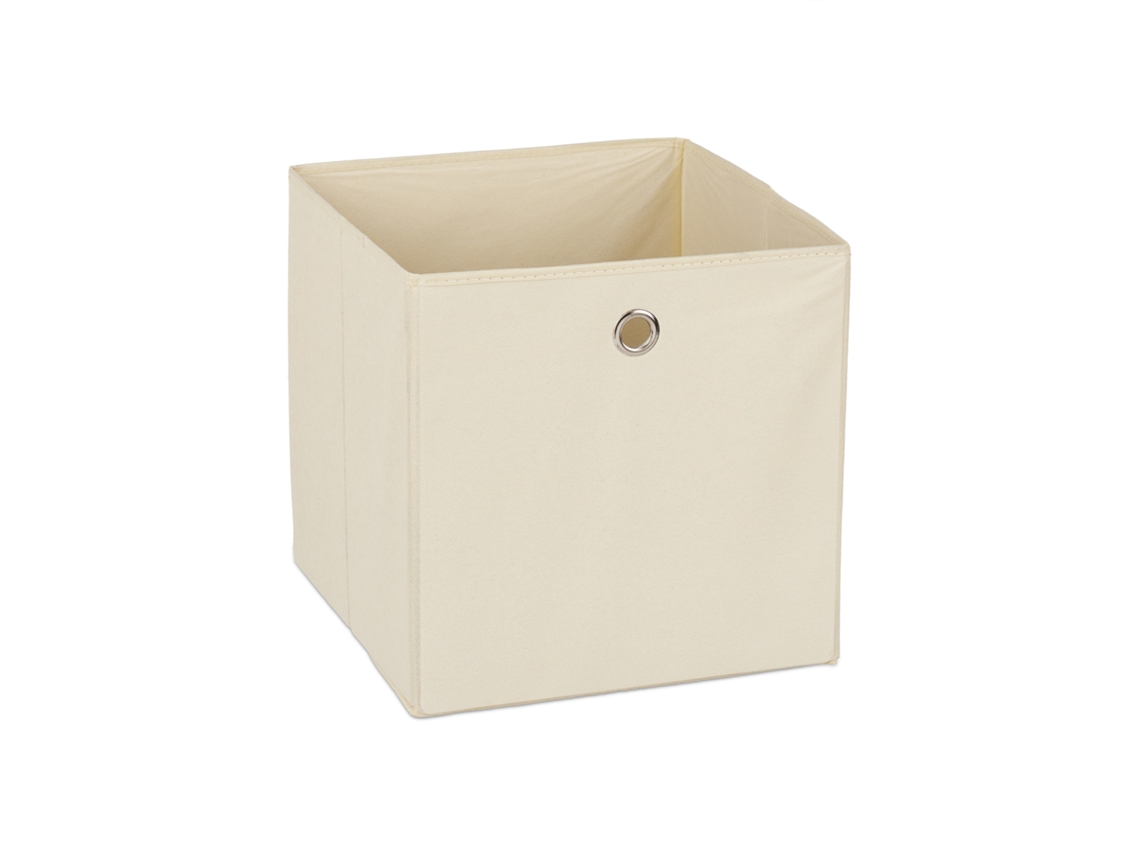 Relaxdays, Set De 2 Cajas De Tela Cuadradas Para Estantería, Cubo 30×30×30 Cm, Beige