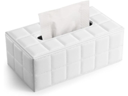 Caixa De Lenços Cosméticos De Couro - Branco
