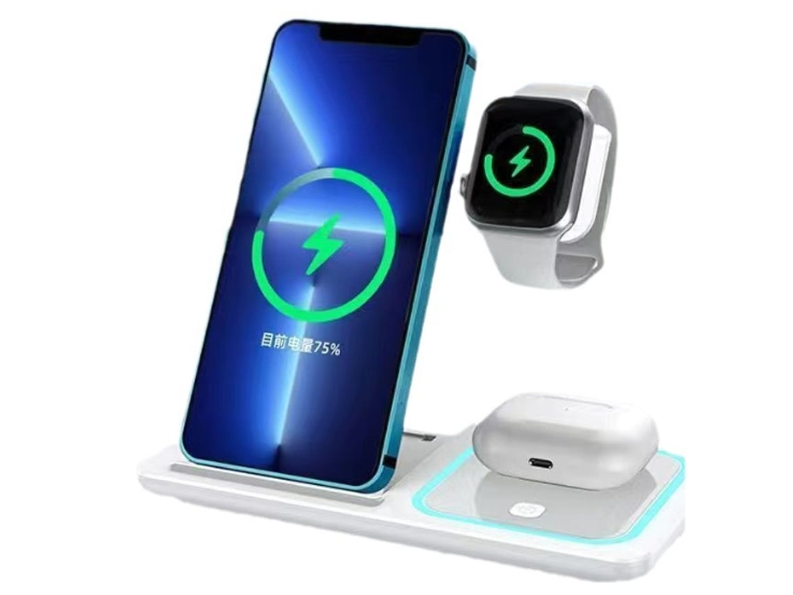 Estación de Carga Sem Fio Rápido para Apple YEMAESRE Blanco