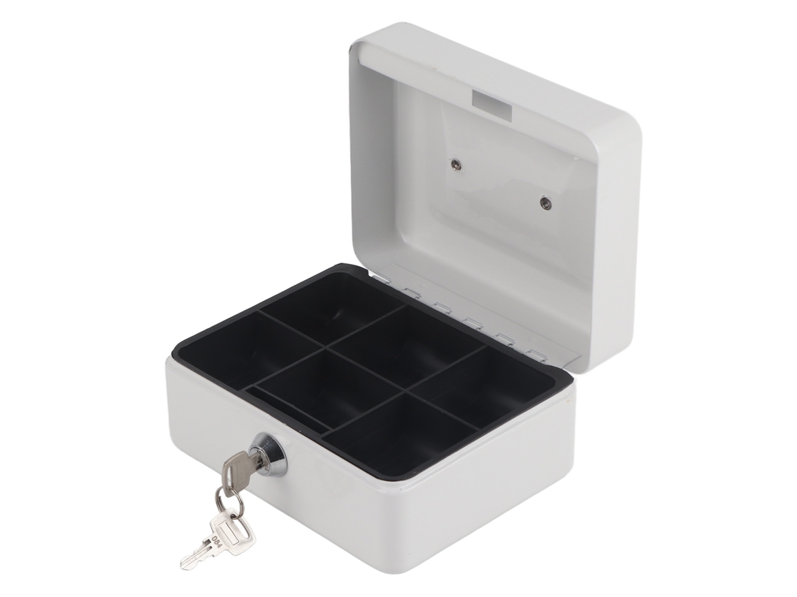Mini Caja Fuerte Portátil De Hierro Con Cerradura Para Dinero, Monedas Y Joyas - Blanca