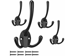 Perchero De Pared Estilo Retro Con 4 Ganchos Dobles, Ideal Para El Baño Y La Cocina.
