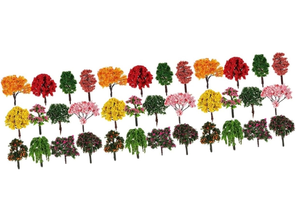 Juego de 3 árboles miniatura realistas, 12 piezas X