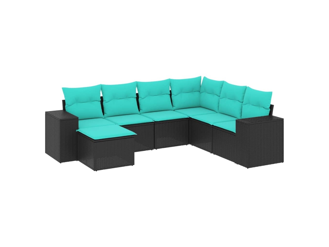 Maison Exclusive - Conjunto De Sofá De Jardín De 7 Piezas Con Cojines, De Poliratán Negro