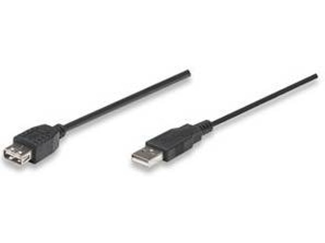 Cable USB MANHATTAN USB A/USB A 1.8 m Macho/Hembra Negro