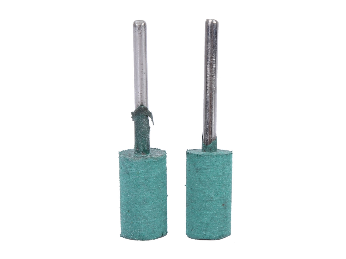 Paquete de 100 brocas de pulido con cabeza de goma verde para lijadora cilíndrica de 10 mm.