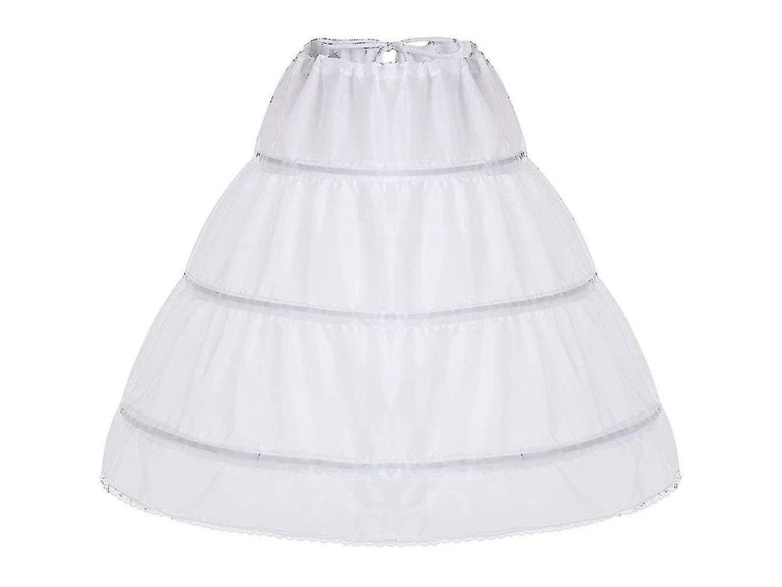 Petticoat Niña Blanca 3 Aros Volante Faldita Novia Dama Bridesmaid Kct
