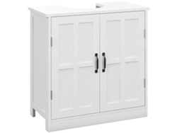 Armário Banheiro Sob Pia 2 Portas Prateleira Ajustável Anti Tombamento Branco 60x30x60
