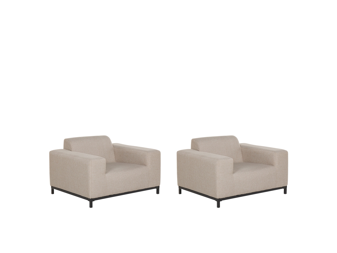 Conjunto De 2 Poltronas Beliani Rovigo De Tecido Creme 105x84x68