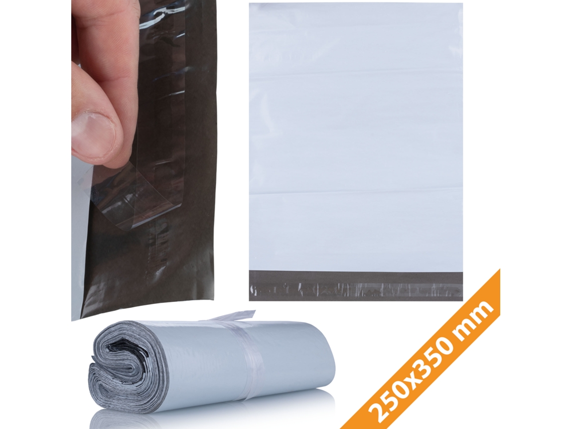 Sobre de plástico para envíos, 250 x 350 mm – 100 unidades | LDPE resistente | Seguro y discreto