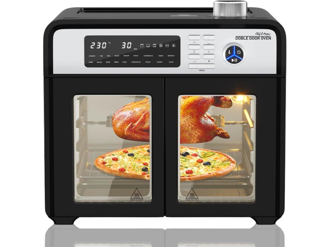 Horno de sobremesa XXL con Doble Puerta, 12 funciones en 1, 28L , tecnología Air Cycling, 1700W CHEF-O-MATIC