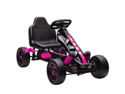 Kart de pedales infantil con ruedas libres, frenos, ruedas de EVA, de 3 a 6 años, rosa.