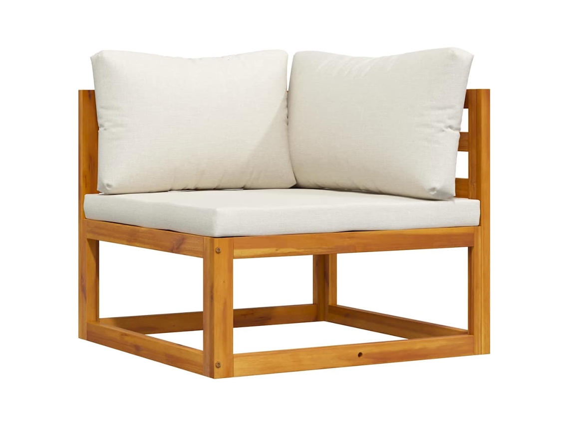 Maison Exclusive - Sofá De Esquina Seccional Y Cojín Blanco Crema Madera De Acacia