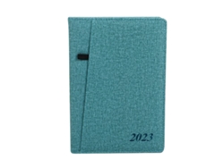 Cuaderno en español con marcadores de doble ancho, doble cara, brillo azul y verde