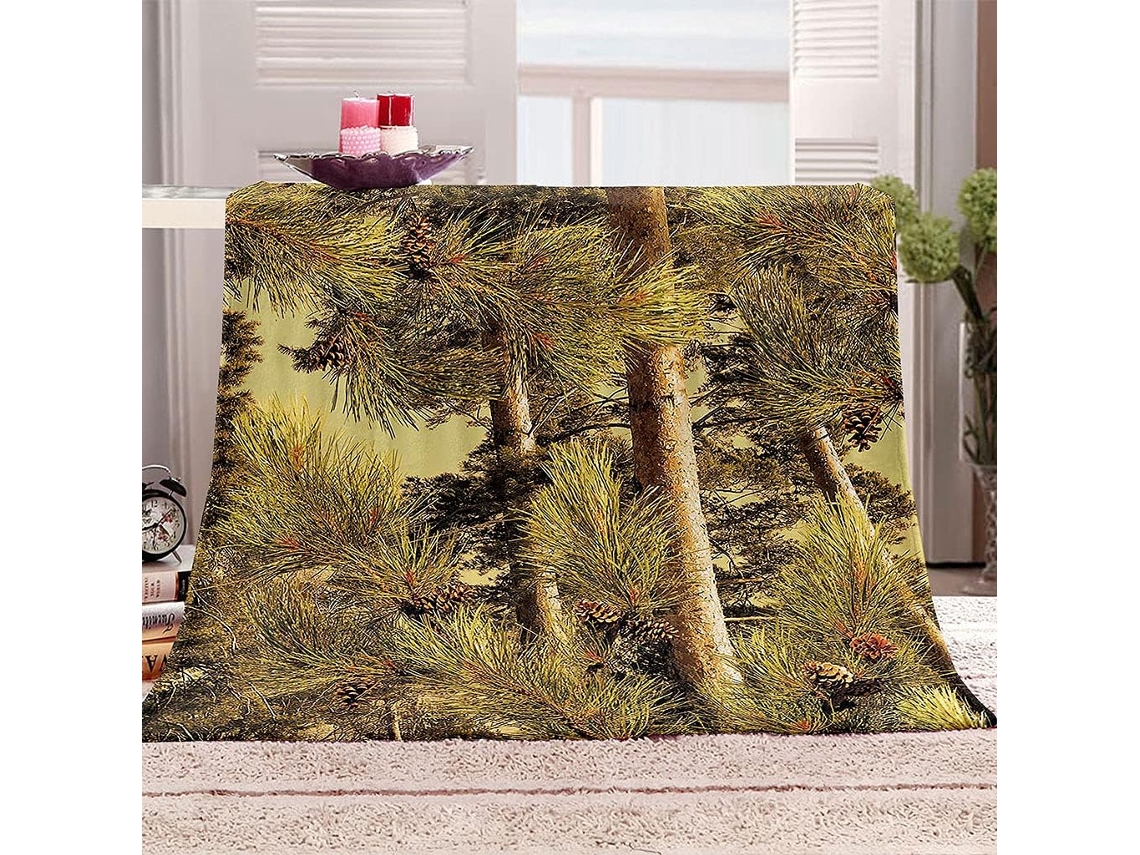 Manta de microfibra con estampado de árbol verde, 150x200cm