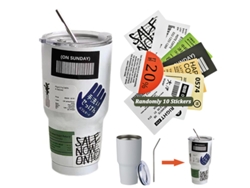 Botella de agua de acero inoxidable (blanca), termo para coche, taza de café, 30 oz, 304 ml