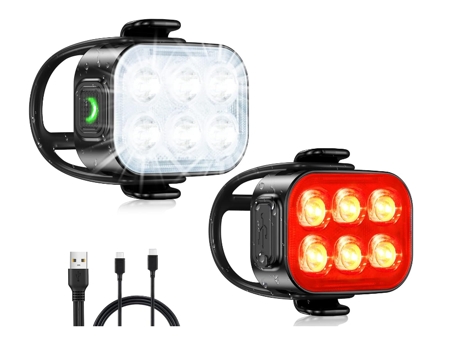 Luces de bicicleta ultradelgadas, luces de bicicleta recargables USB para conducción nocturna, luz de bicicleta impermeable IP65, carga rápida de 1...