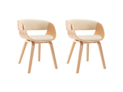 Maison Exclusive - Sillas De Comedor 2 Uds Madera Curvada Y Cuero Sintético Crema