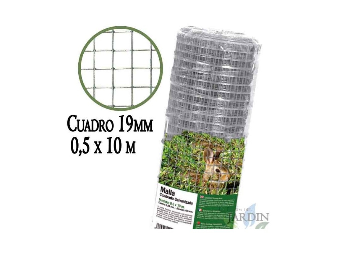 Malla Metálica 0,5 X 10 M Cuadros 19 Mm Valla Galvanizada De Alambre SUINGA