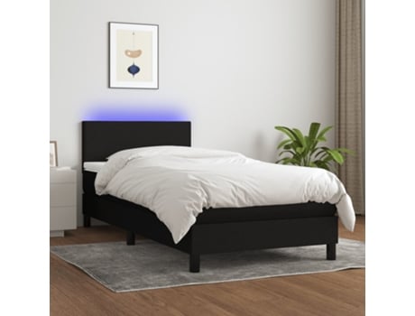 VIDAXL Colchón con somier/LED (Negro - Tela - 90 x 200 cm)