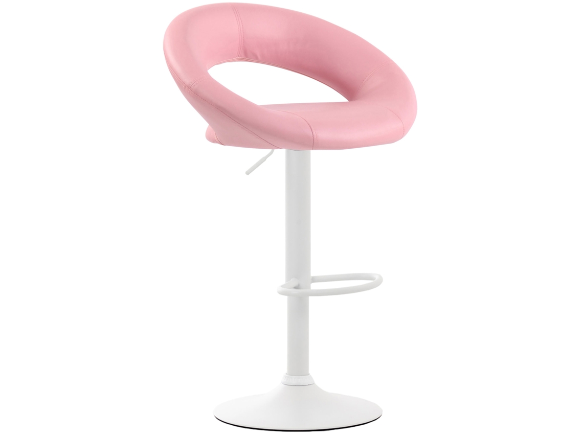 Taburete de bar de cuero Olinda rosa/blanco CLP