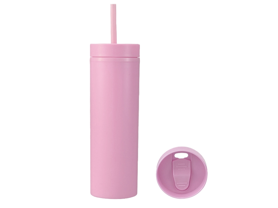 Vasos de plástico de 16 oz con tapa y pajita, acabado mate, ideales para deportes al aire libre.