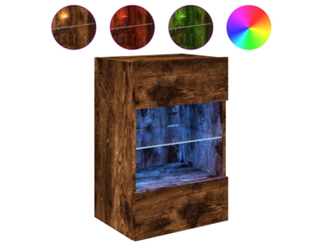 Mueble de TV de pared con luces LED roble ahumado VIDAXL (40 x 30 x 60.5 cm)