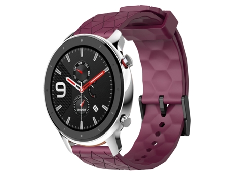 Correa Smartwatch para Amazfit GTR 4 22mm Silicona de Color Sólido con Patrón de Fútbol (Rojo Vino)