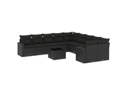 Maison Exclusive - Set De Sofás De Jardín 11 Pzas Y Cojines Ratán Sintético Negro