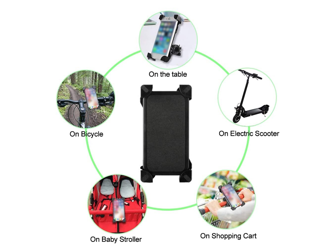 Soporte Para Teléfono Para Bicicleta De Montaña Antichoque Con Base Giratoria De 360° Universal De 3,5 A 6,5 Pulgadas.