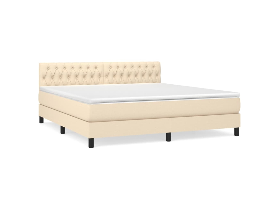Maison Exclusive - Cama Box Spring Con Colchón Tela Color Crema 180x200 Cm