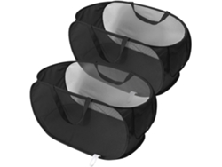 Juego de 2 cestas colgantes plegables de 75 litros con bolsillo lateral para ropa y artículos del hogar.