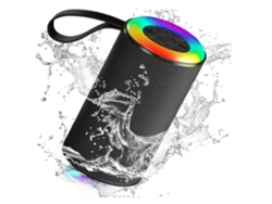 Altavoz Portátil, Emparejamiento Dual, Iluminación Rgb Incorporada, Bluetooth, Resistente Al Agua, Con Tarjetero Negro.
