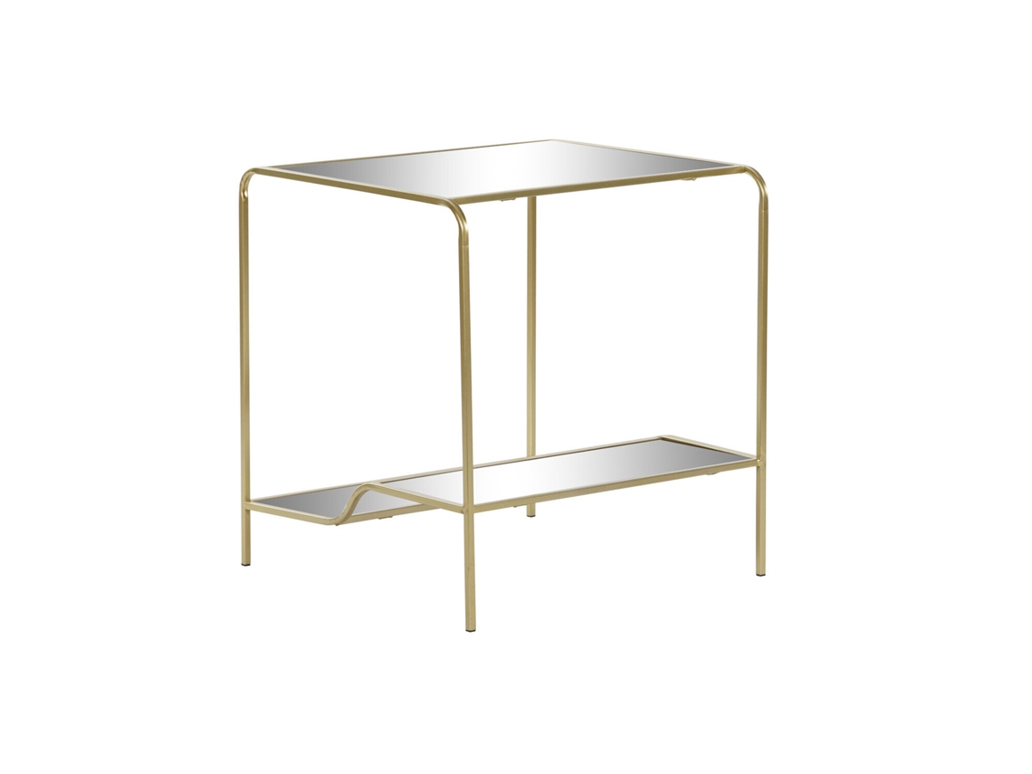 Mesita Auxiliar Metal Espejo Mate Dorado 50x50x55cm