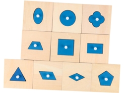 Juego de 10 bloques sensoriales de madera para niños, juguetes educativos con formas geométricas para el aprendizaje. CHABERLU