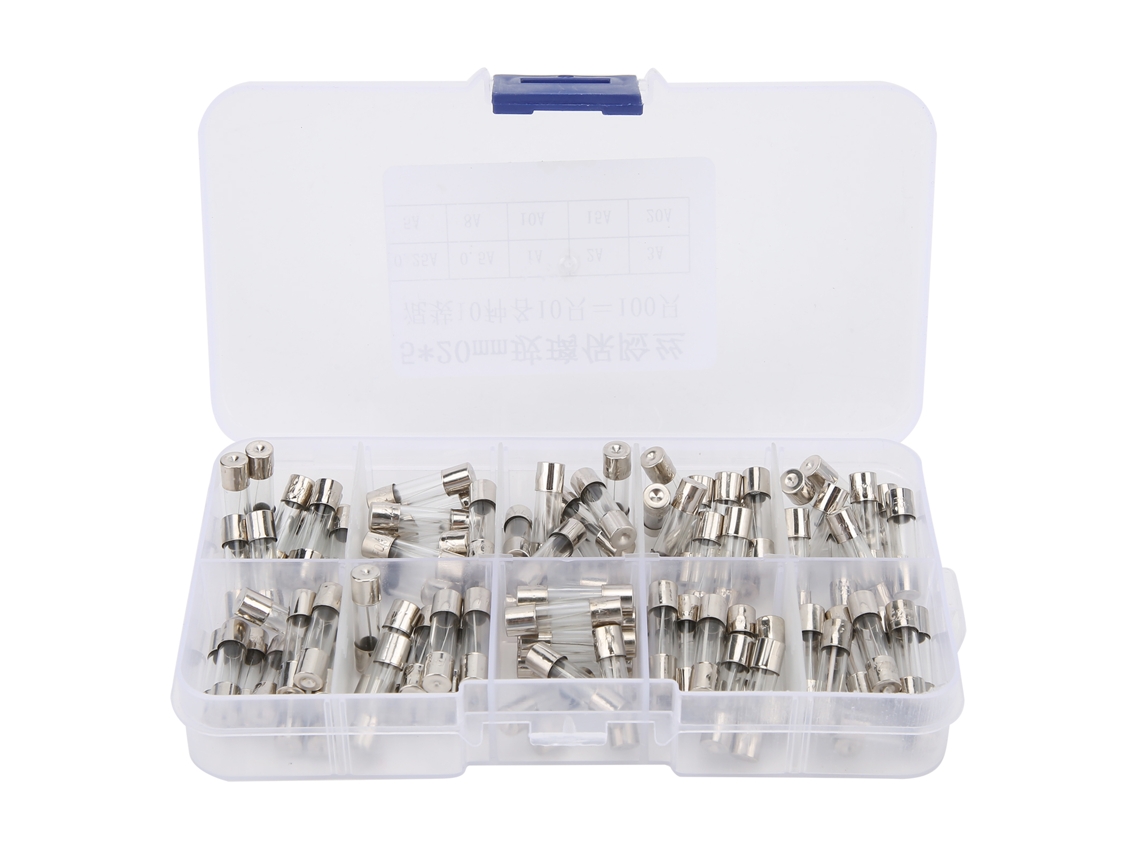 Kit De 100 Fusibles De Vidrio De Acción Rápida De 5x20 Mm Para Protección De Circuitos Con 10 Valores.