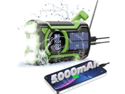 Radio de emergencia solar Gertiz con manivela y linterna, portátil, Bluetooth, AM/FM/radio meteorológica, 5000 mAh, color verde