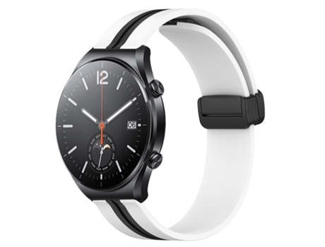 Correa de reloj inteligente para Xiaomi MI Watch S1 Correa de reloj de silicona con cierre magnético plegable de 22 mm (blanco + negro)