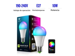 Bombilla LED inteligente, compatible con sincronización de música por Wi-Fi y atenuación BLE 5.0. Mdug (1 unidad, 190-240 V, E27)