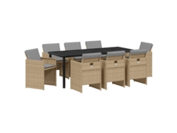 Maison Exclusive - Conjunto De Comedor De Jardín 9 Pcs Beige Ratán Sintético