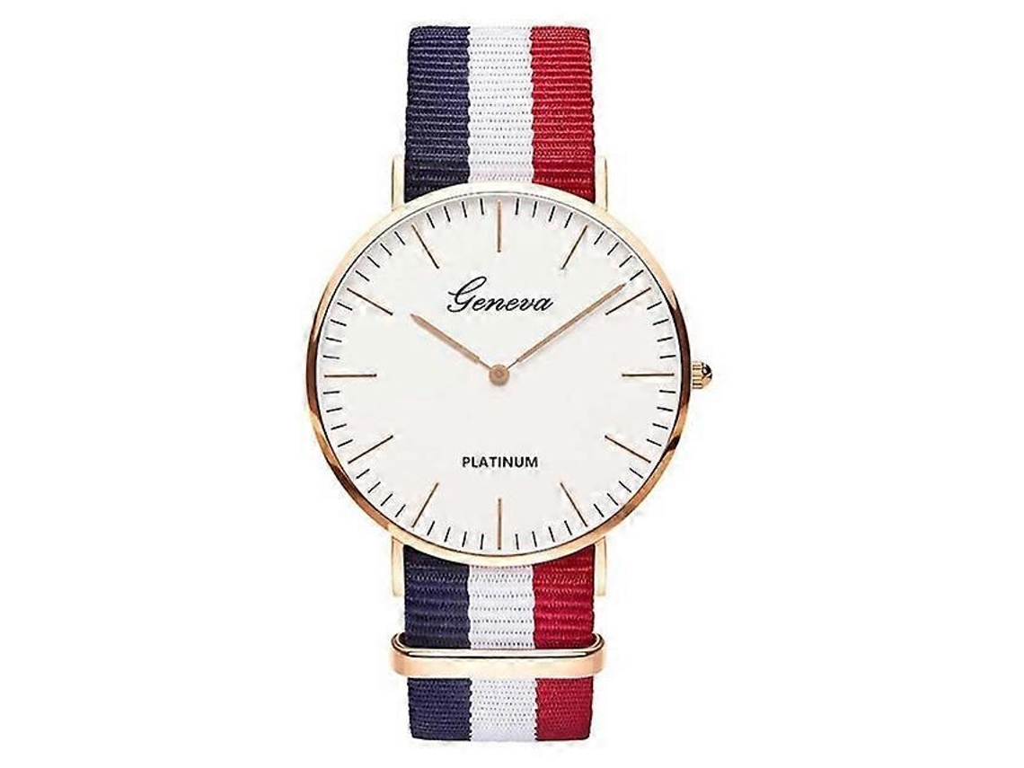 Reloj de cuarzo ultrafino y sencillo de dos piezas con esfera grande y dos pasadores, correa de nailon y lona Hengrongshen a juego (amarillo).