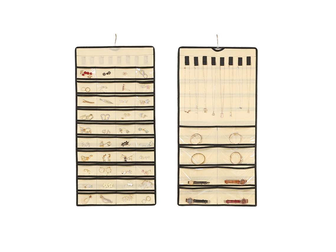 Organizador Joyas Suspendido Colgador Cara Pendientes Collares MEOIRUERY Beige (41x19x2cm)