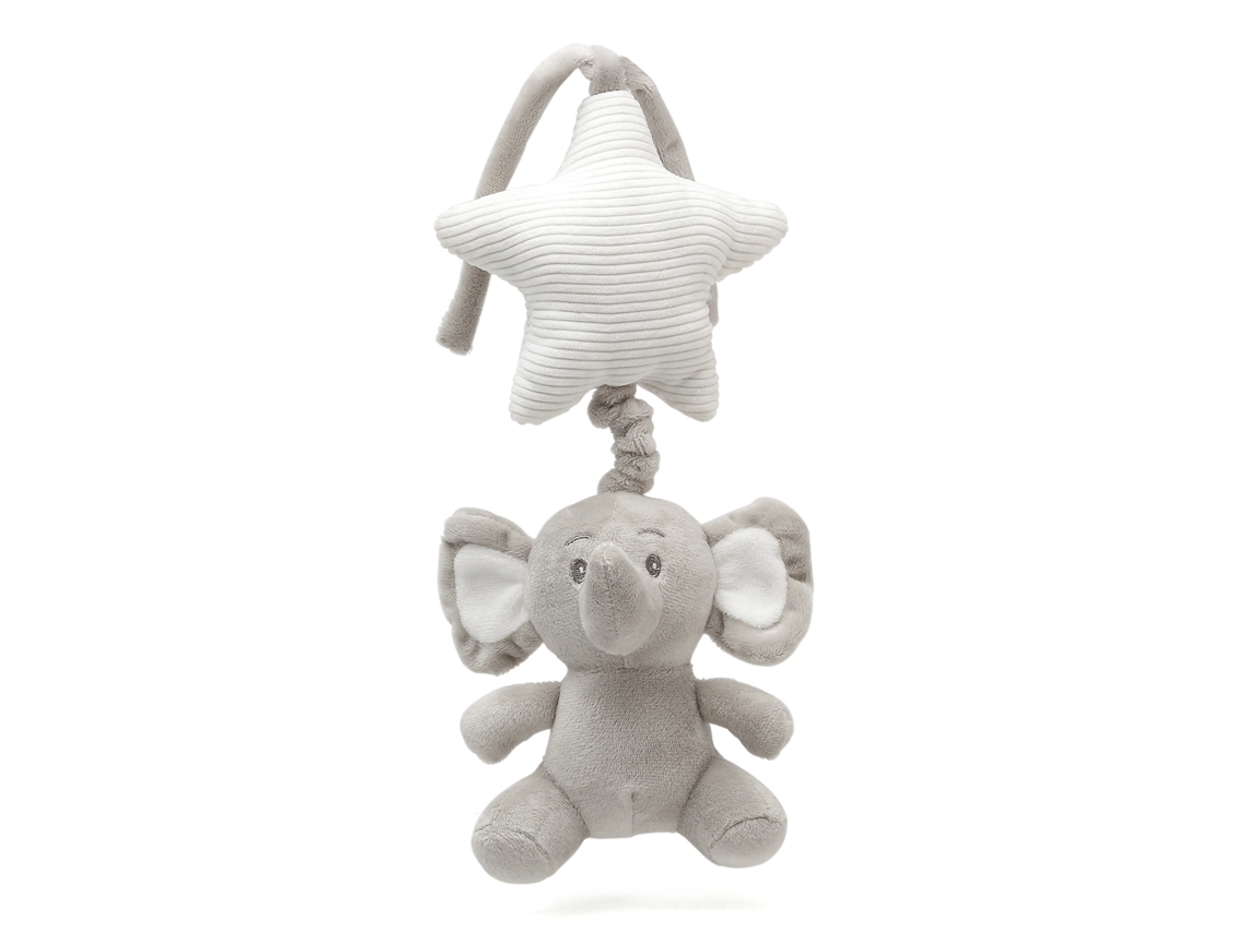 Peluche musical de elefante gris para cuna Kiokids