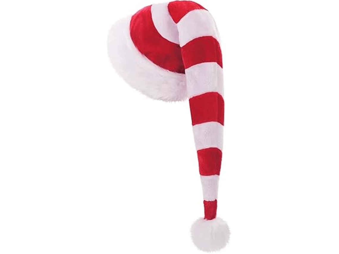 Es Un Gorro Navideño De Felpa A Rayas Para Adultos. Es Unisex Y Perfecto Para Fiestas De Navidad Y Año Nuevo. Su Diseño Ergonómico Brinda Ma