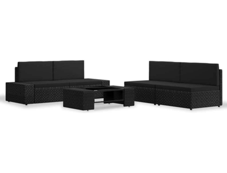 Conjunto 5 de muebles de jardín VIDAXL ratán sintético negro