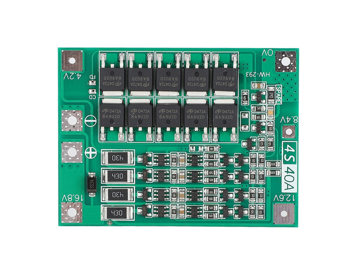 Placa De Protección Para Batería De Iones De Litio 4s 14,8 V 16,8 V 40 A Con Ecualización Hw-293